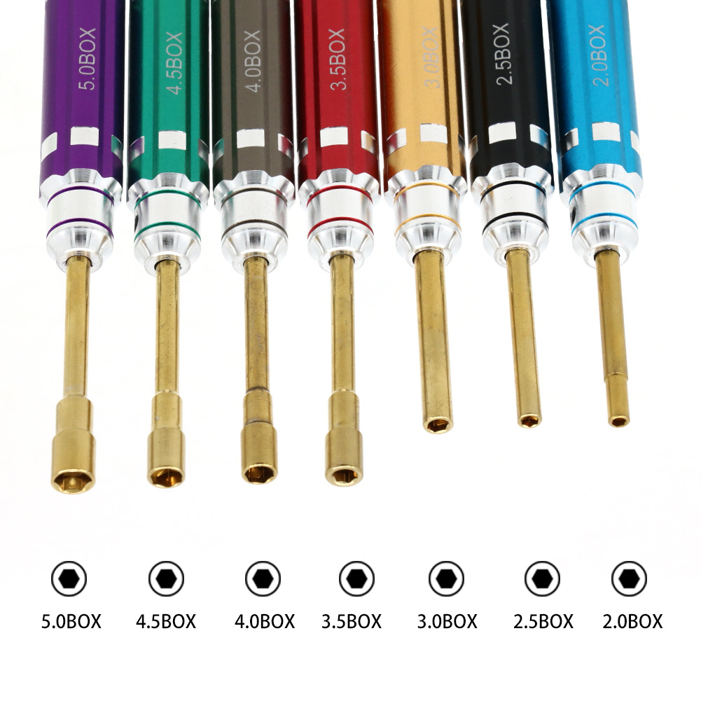 Rc Hobby Electric Screwdriver - ชุดเครื่องมือไขควงหกเหลี่ยม RC ด้ามสั้น 7 ชิ้น พร้อมไขควงหัวแฉก