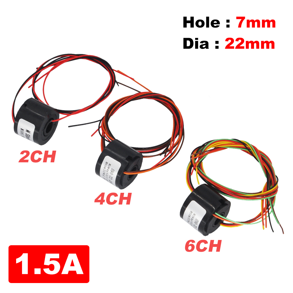 Rc Hobby Desk - แหวนลื่นรู Dia.7mm 2/4/6 ช่องลวด 1.5A ไฟฟ้าแหวนเพลากลวงสําหรับ