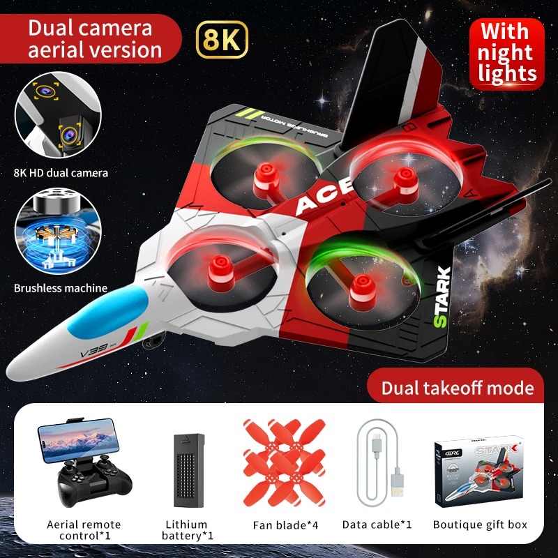 Rc Hobby Experts - โดรน RC เครื่องบินบังคับระยะไกล, 2.4G 8K กล้องคู่เครื่องบินรบงานอดิเรกเครื่องบินเครื่องร่อนโฟมโดรนอาร์ซีเรือตก